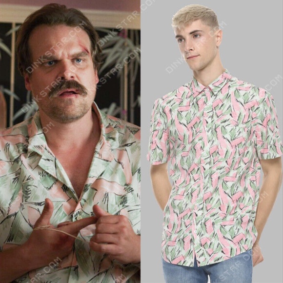 STRANGER THINGS JIM HOPPER HAWAIIAN SHIRT SIZE LARGE - Picture 1 of 3